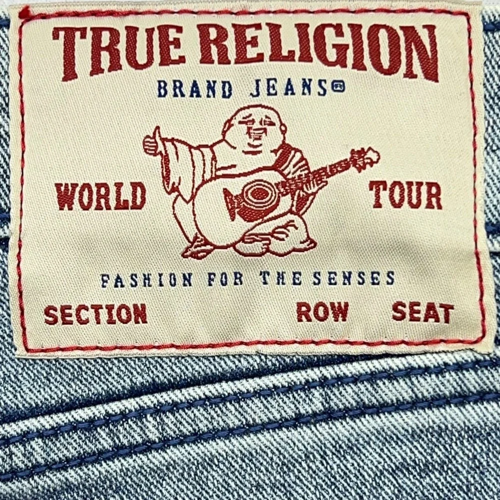 True Religion Ricky SN Straight Jeans Mens 32x34 Light Sparklin Pear Wash NEW